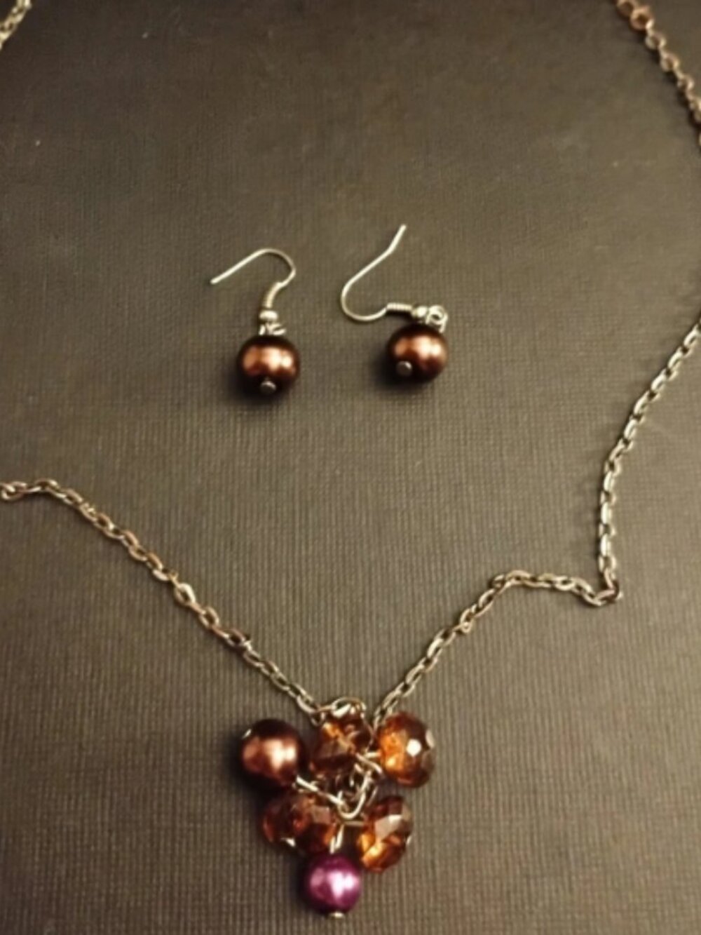 Pearl & Gemstone Necklace & Earrings Set